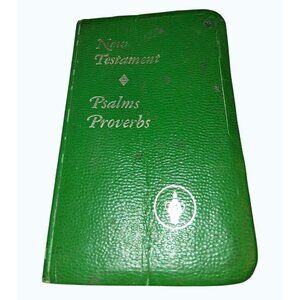 Vintage Green New Testament Psalms Proverbs Gideons Pocket Bible